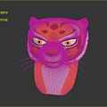 3D Tiger Character Mask With Orange Black Stripes White Facial Features And Fierce Eyes Design