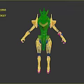 Futuristic Sci Fi Game And Movie Character With Orange Blue Yellow Armored Design