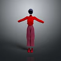 3D Model Character Wearing Red Top Pink Wide Leg Pants And Red Shoes