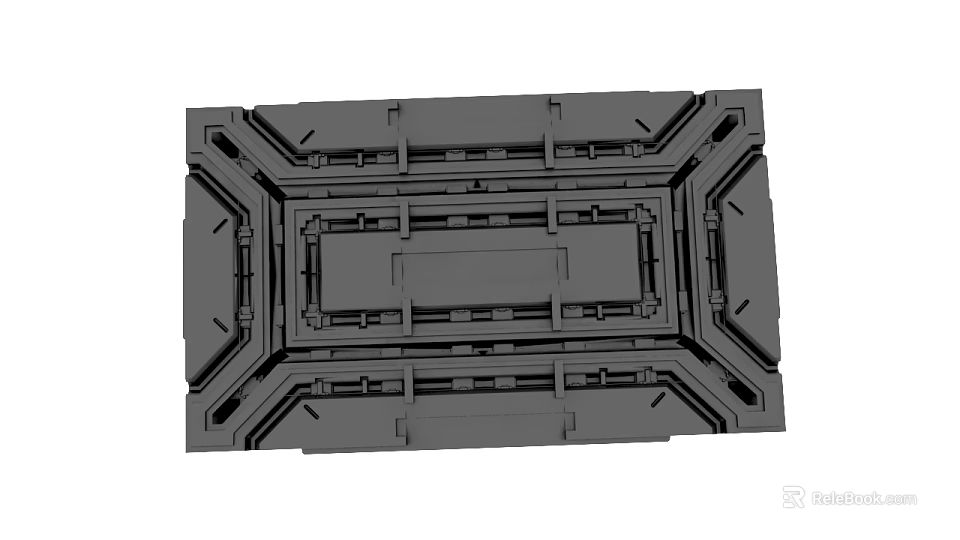 Robust Gray Engineering Mechanical Frame Structure With Detailed Rectangular Industrial Components 3d model