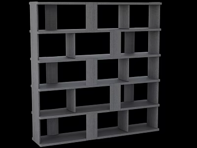 Modern Gray Bookshelf with Open Multiple Storage Compartments and Simple Design 3d model