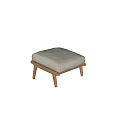 Simple Modern Light Gray Upholstered Footstool With Natural Wooden Legs Design