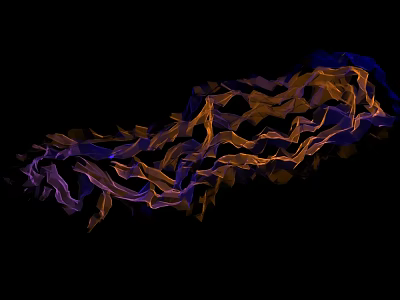 Artistic Flowing Purple And Orange Ribbons On Black Background Design 3d model