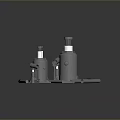 Displayed Hydraulic Jacks With Metal Construction Different Sizes And Poles