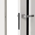 Modern Interior Swing Door Design with White Frame Glass Panel and Metal Handle