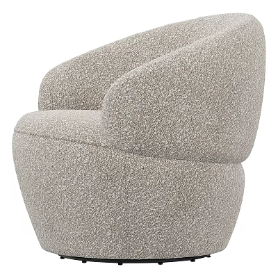 Modern Light Gray Textured Fabric Single Sofa With Rounded Armrest And Cozy Design 3d model