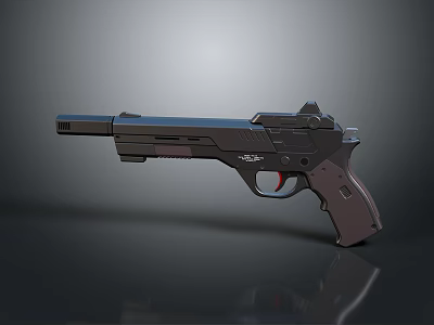 Modern Futuristic Pistol With Sleek Black Metallic Body And Ergonomic Grip Design 3d model