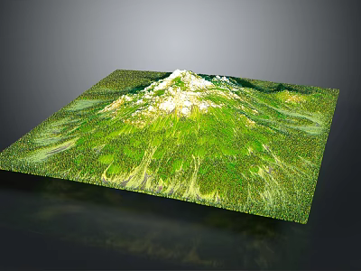 Detailed 3D Garden Landscape Model Featuring Green Vegetation And Snowy Hilltop 3d model