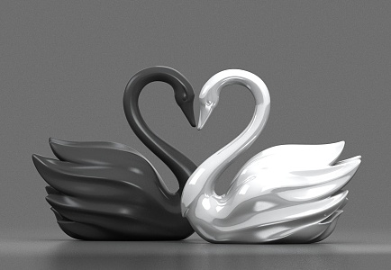 Wedding Bird Swan Jewelry Black Swan White Swan Love Bird Pendant Jewelry 3d model