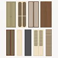 Various Design Wardrobe Doors With Wooden Louvered Mesh Panel And Solid Color Styles