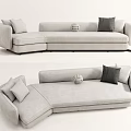 Modern Light Gray Sectional Sofa With Plush Cushions And Decorative Pillows 3d model