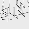 Modern Geometric Metal Chandeliers With Linear Hanging Design For Interior 3d model
