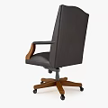 Modern Ergonomic Office Chair With Black Leather Upholstery Brown Armrests And Adjustable Casters