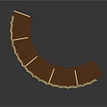 Elegant Curved Wooden Bar Counter With Gold Accents And Sturdy Metal Legs