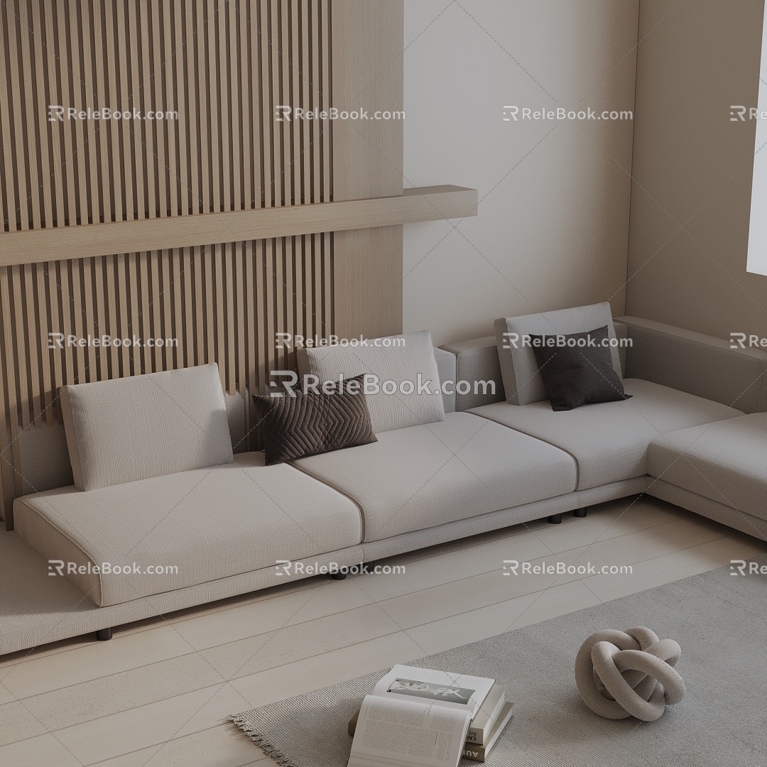 Modern three-seat sofa 3d model