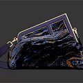 Colorful Marble Pattern Clutch Bag With Purple Metal Frame And Vibrant Blue Orange Texture Design