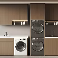 Modern Laundry Room Design With Washing Machine Dryer Cabinets And Sink