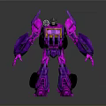 Purple Mechanical Robot Action Figure With Articulated Arms Legs And Wheel Base