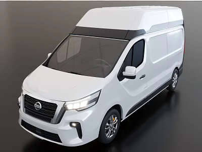 White Nissan Van with Sleek Front Design and Modern Headlights for Commercial Use 3d model