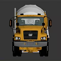 Yellow And White Cement Mixer Truck With Cab Rotating Drum And Wheels