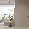 Modern Living And Dining Room Interior With Light Sofa Floor Lamp And Large Window