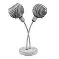 Two Golden Spherical Table Lamps With Crossed Black Poles And Black Base