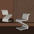 Modern White Dining Chairs with Unique Sleek Curved Design Wooden Wall and Light Shadow Effects