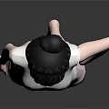 Game Female Character 3D Model With Black Bun Hair White Tank Top Pink Shorts And Barefoot