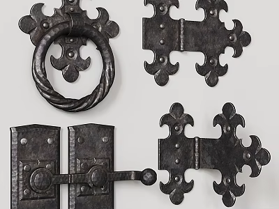 Vintage Metal Door Handles With Intricate Floral Patterns And Decorative Designs 3d model