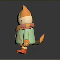 Cartoon Cat Shaped Game Movie Character With Big Eyes Scarf Green Coat and Orange Boots