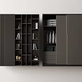 Modern Wardrobe Interior With Open Shelves Books Decorative Items Shoes Hanging Clothes And Drawers