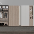 Modern Wardrobe Glass Door Wardrobe Wood Grain Wardrobe 3d model