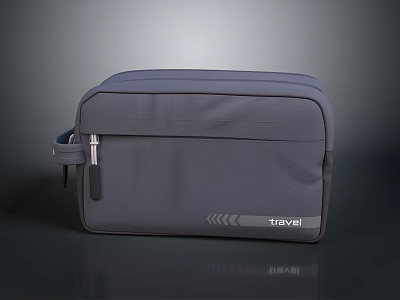 Portable Gray Travel Bag With Zipper Closure Stylish Design And Travel Logo 3d model