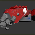 Red And Silver Mechanical Component With White Stripes Metallic Texture And Gear Like Armored Design