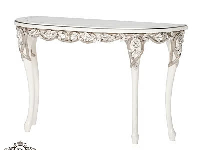 Elegant White Dining Table With Ornate Carved Legs And Decorative Details 3d model