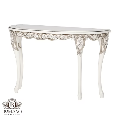 Elegant White Dining Table With Ornate Carved Legs And Decorative Details 3d model