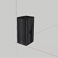 Black Floor Standing Audio Speaker With Mesh Design And Brand Logo Exterior