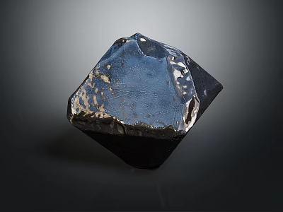 Dark Geometric Polyhedron Object With Shiny Metallic Surface And Textured Edges 3d model
