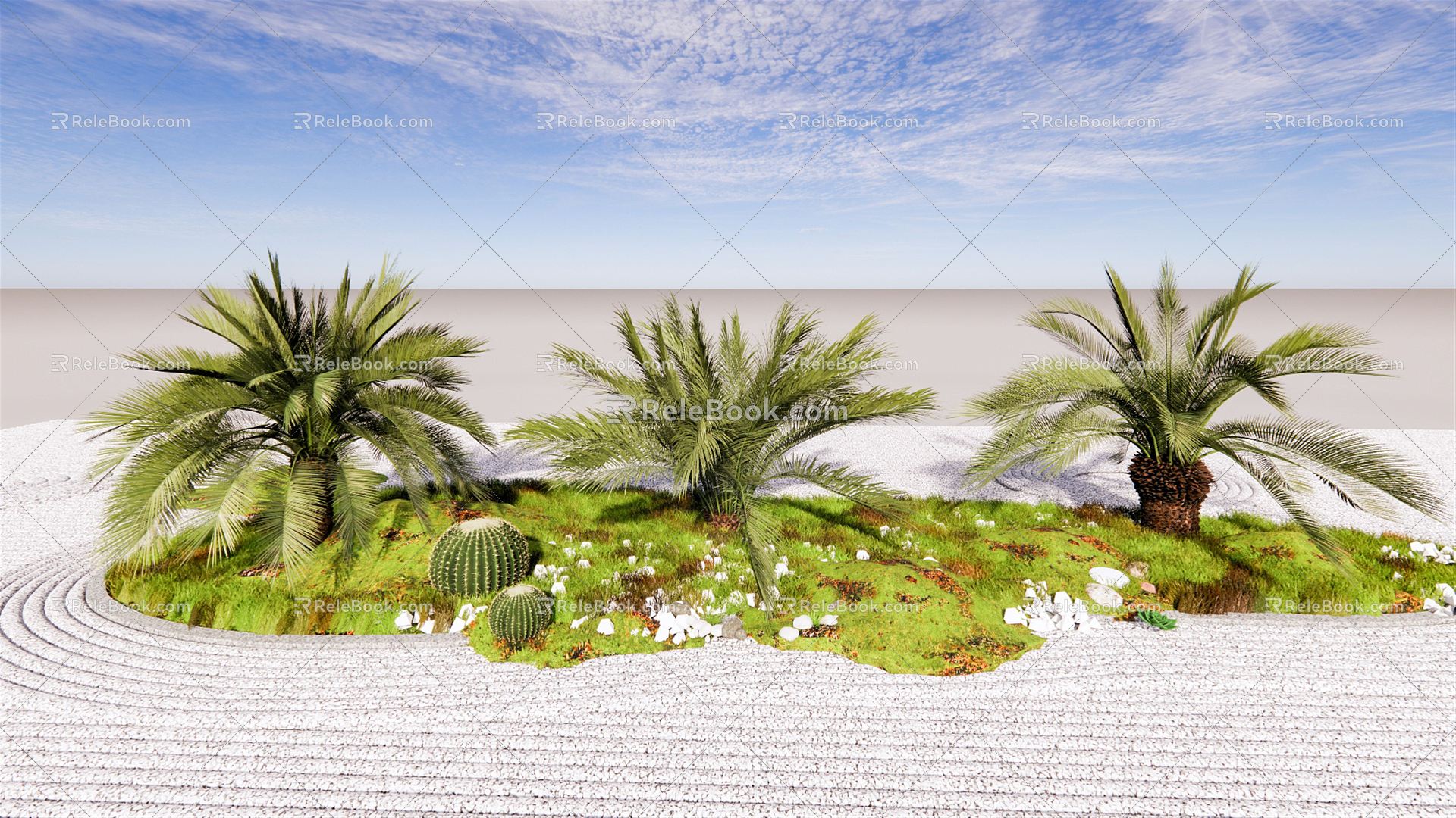 Modern cybals landscape plants 3d model