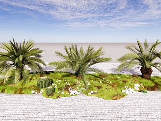 Modern cybals landscape plants 3d model