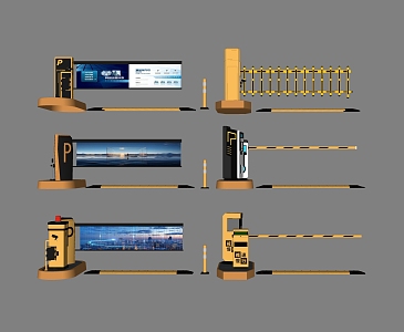 Modern parking pole toll pole parking lot entrance gate 3d model