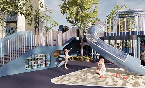 Modern children's play area 3d model