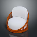 Modern Single Seater Sofa With Brown Rattan Frame And White Cushion Backrest