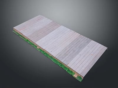 Light Colored Wooden Planks Platform With Green Base Structure Surface 3d model