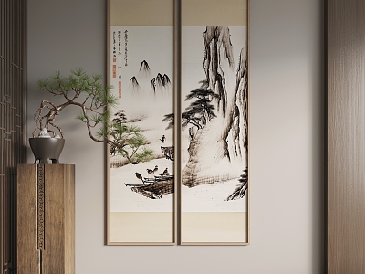 New Chinese Hanging Painting Chinese Hanging Painting New Chinese Potted Plant model