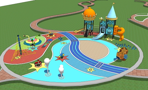 modern play equipment children's entertainment facilities slide 3d model