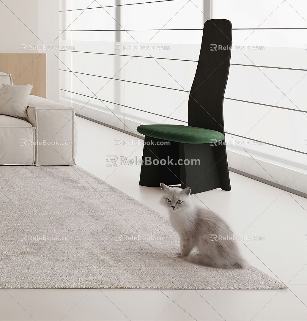 Cat Cat Pet Cat Cat Casual Chair Simple Cream Style 3d model