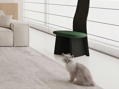 Cat Pet Cat Casual Chair Simple Cream Style 3d model