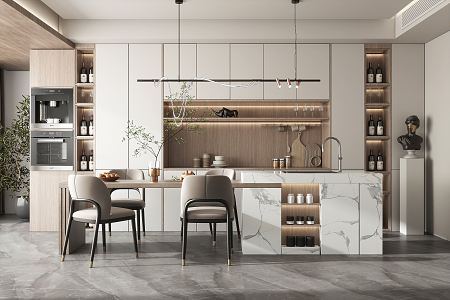 Modern Restaurant Kitchen Bar 3d model