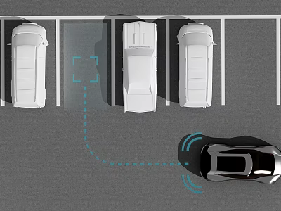 Vehicle Reverse Parking Assistance System In Parking Lot With Guiding Path 3d model